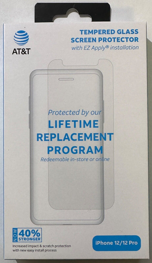 NEW AT&T Premium Tempered Glass Screen Protector for iPhone 12/12 Pro 6.1" 4686R