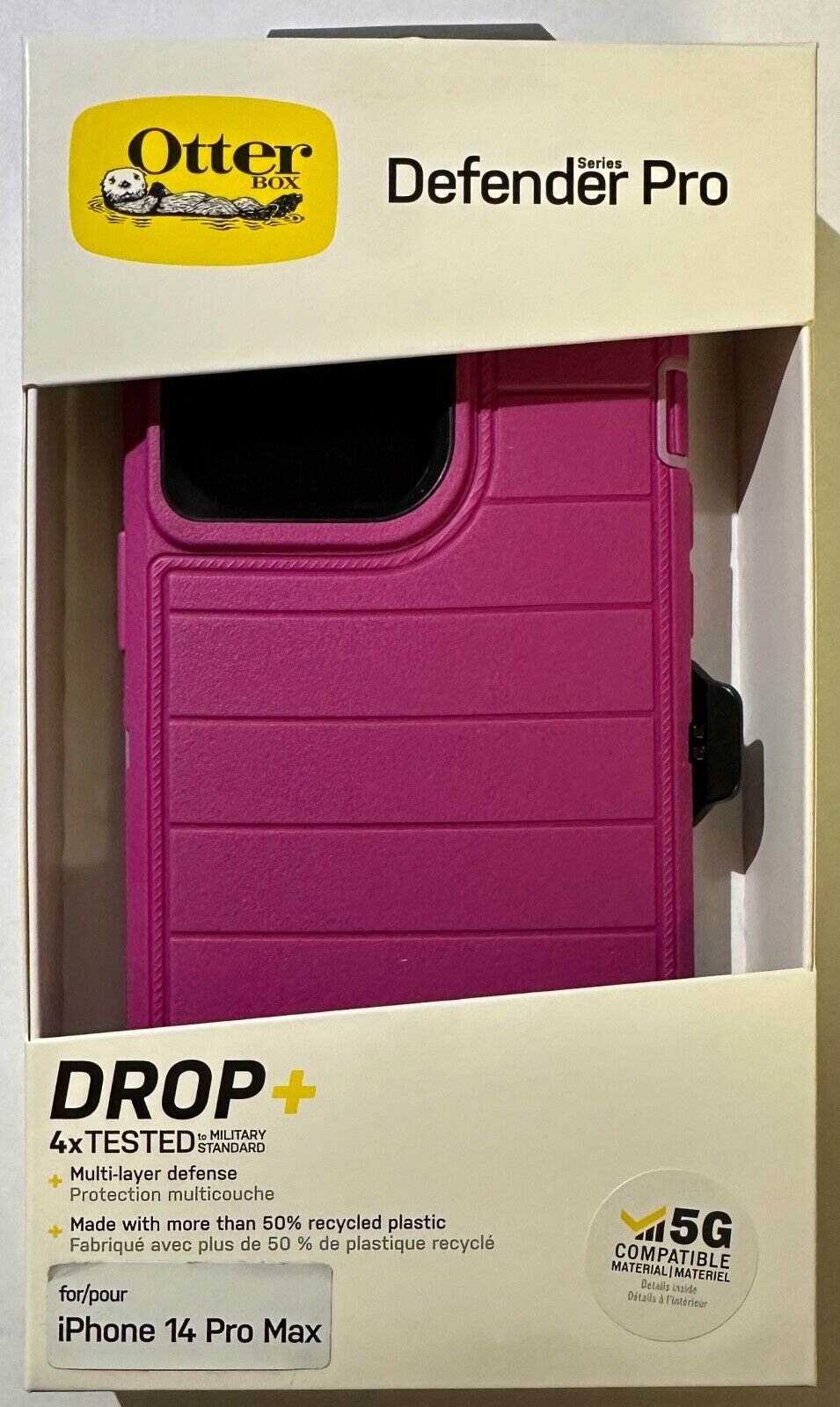 Open Box Otterbox Defender PRO Case w/ Clip for iPhone 14 Pro Max (6.7") Pink