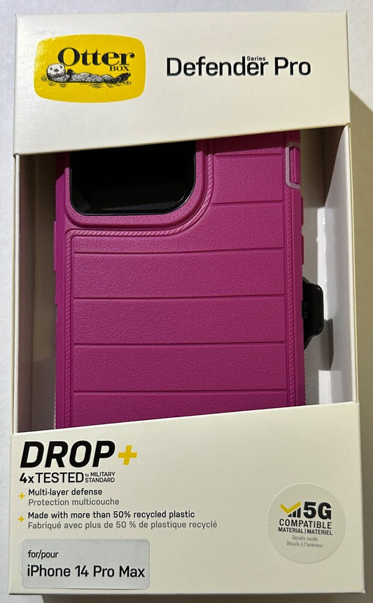 NEW Otterbox Defender PRO Rugged Case w/ Clip for iPhone 14 Pro Max (6.7") Pink