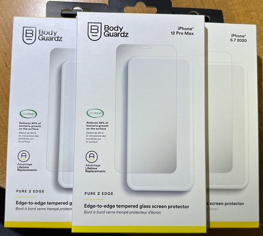 BodyGuardz Pure 2 Edge Glass Screen Protector Apple iPhone 12 Pro Max LOT OF 7