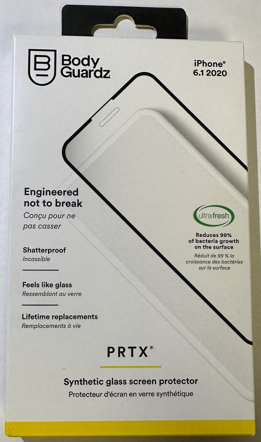 BodyGuardz PRTX Shatterproof Synthetic Glass Screen Protector iPhone 12 / 12 Pro