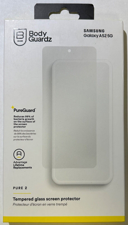 BodyGuardz Pure 2 Tempered Glass Screen Protector for Samsung Galaxy A52 5G