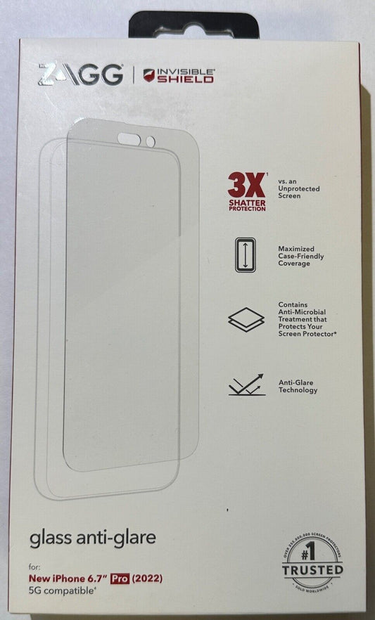 NEW ZAGG Glass Anti-Glare Screen Protector for Apple iPhone 14 Pro Max (6.7")