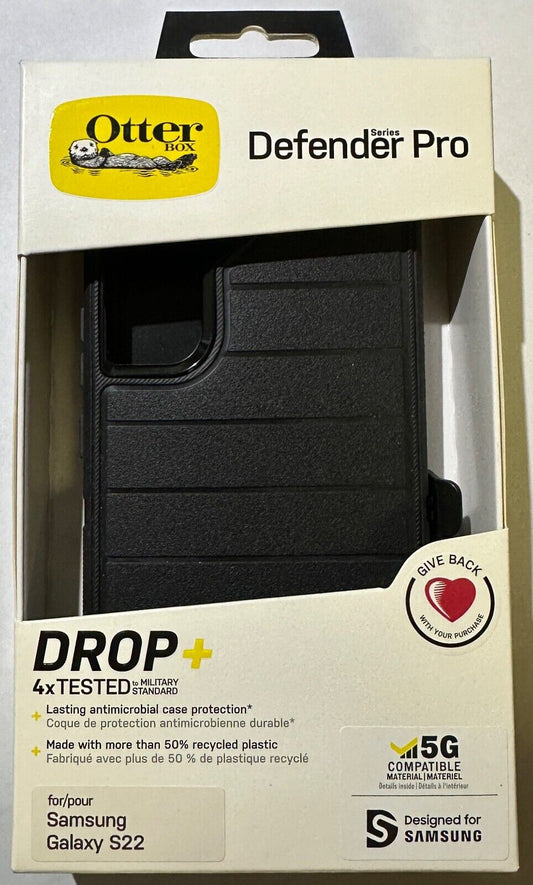 NEW Otterbox Defender PRO Case w/Clip for Samsung Galaxy S22 (6.1") - Black