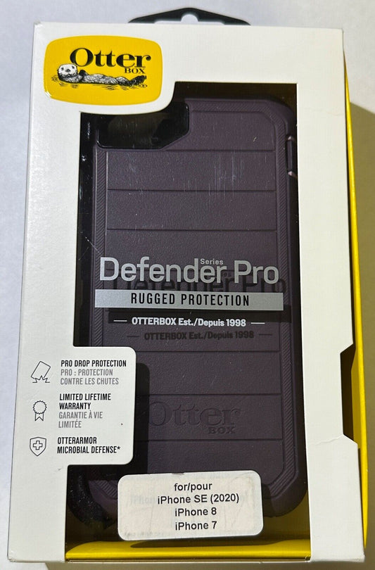 NEW Genuine Otterbox Defender PRO Case w/Clip for iPhone SE 2020/2022/8 - Purple