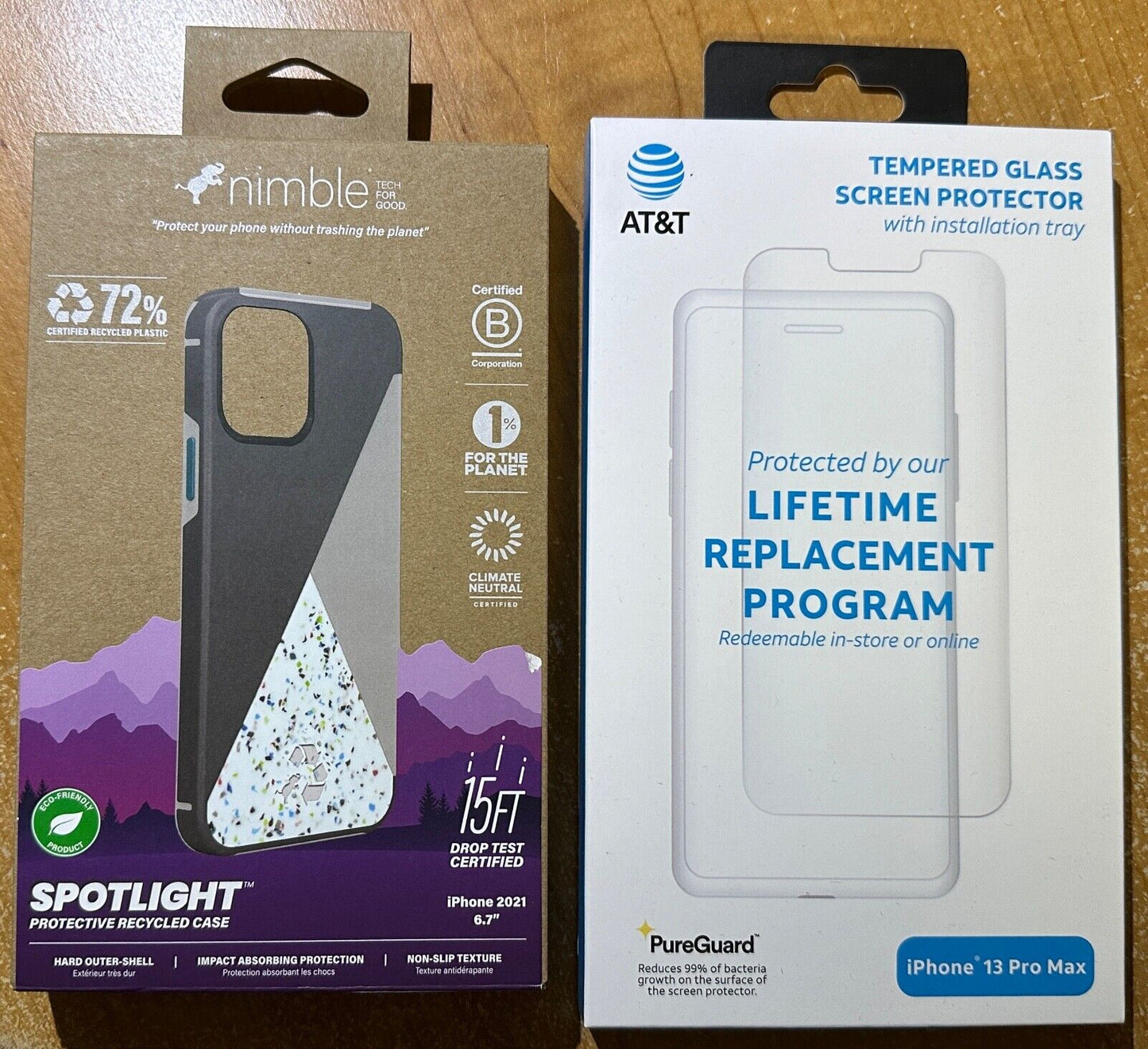 Nimble Spotlight Non-Slip Case iPhone 13 Pro Max & AT&T Glass Screen Protector