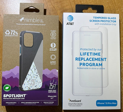 Nimble Spotlight Non-Slip Case iPhone 13 Pro Max & AT&T Glass Screen Protector