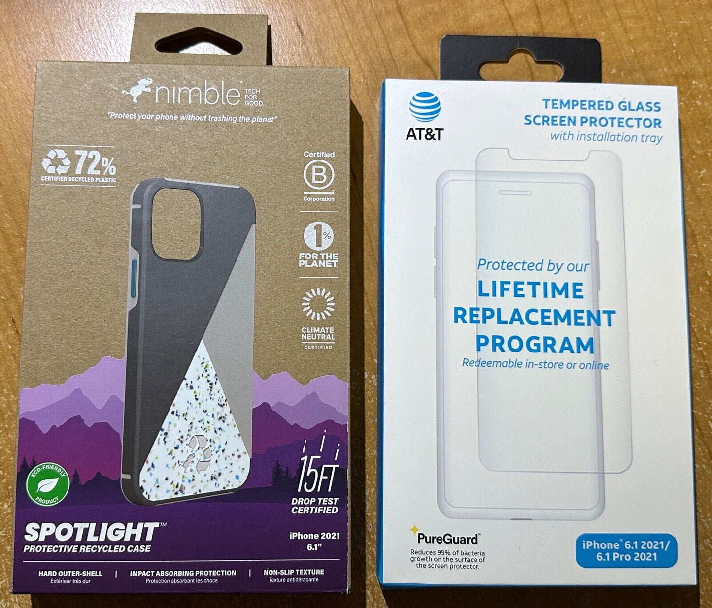 Nimble Spotlight Recycled Case for iPhone 13 (6.1) & AT&T Glass Screen Protector