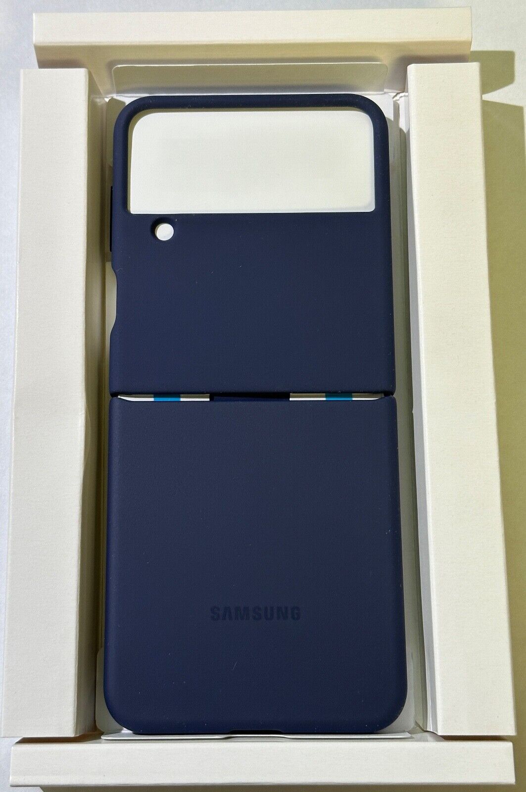Open Box Samsung Z Flip 4 Silicone Cover with Ring EF-PF721TNEGUS - Navy Blue