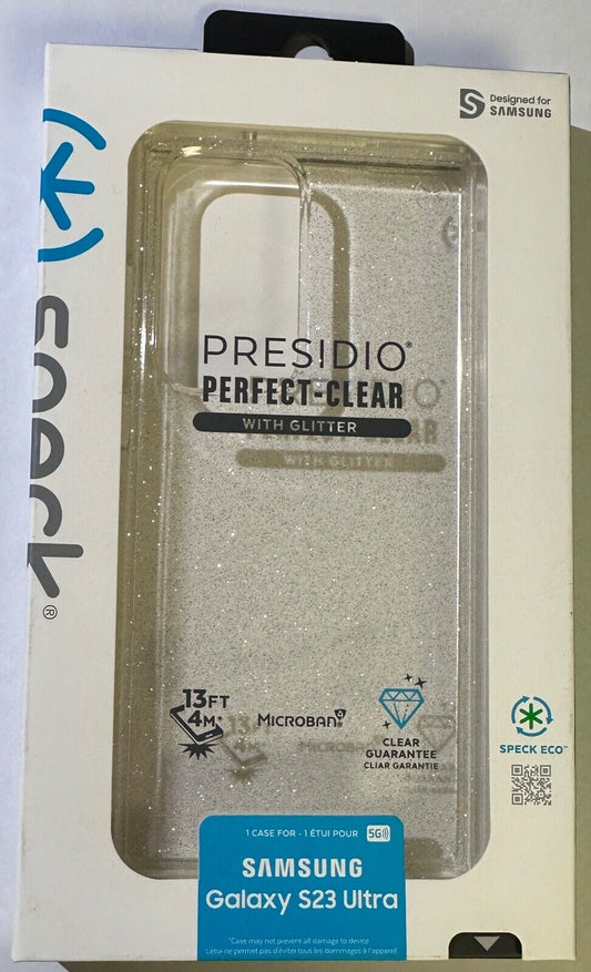 NEW Speck Presidio Perfect-Clear w/ Glitter case for Samsung Galaxy S23 Ultra