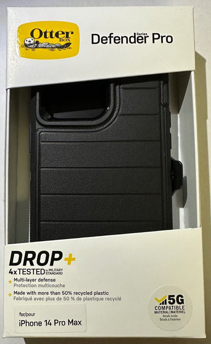 NEW Otterbox Defender PRO Rugged Case w/ Clip for iPhone 14 Pro Max (6.7") Black