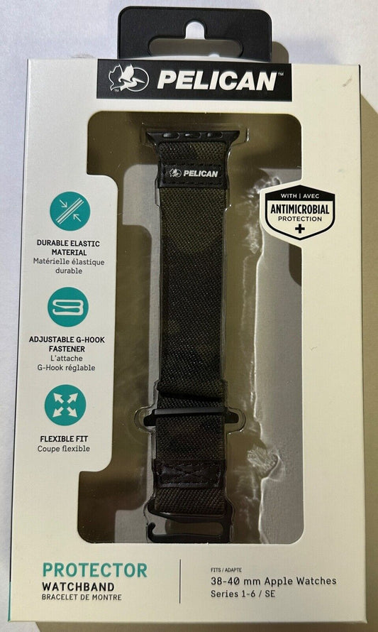 NEW Pelican Protector Watch Band for Apple Watch Series 1-6 (38-40mm) Green CAMO