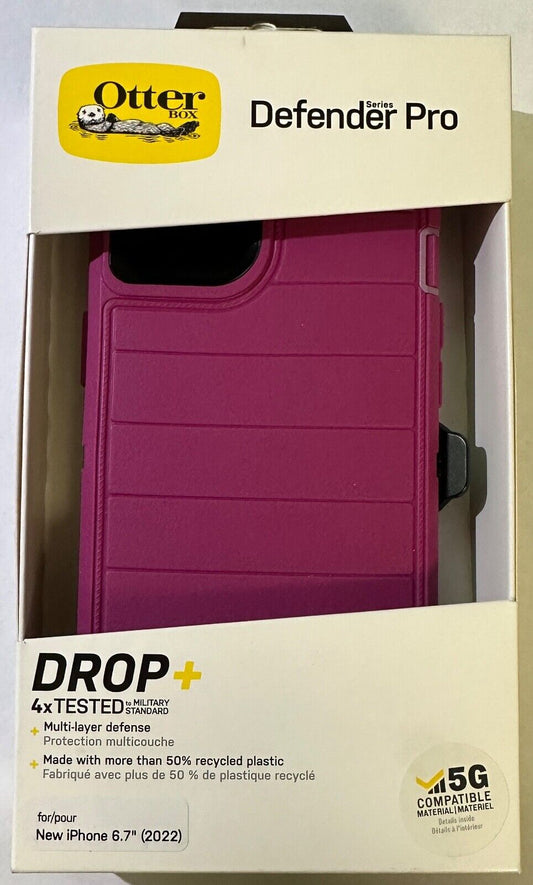 NEW Otterbox Defender PRO Rugged Case w/ Clip for iPhone 14 PLUS (6.7") - Pink