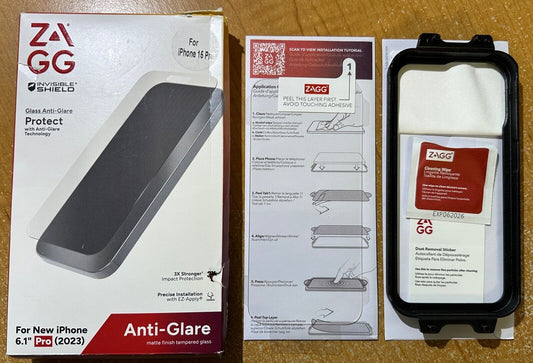 Open Box ZAGG Glass Anti-Glare Screen Protector Apple iPhone 15 Pro (6.1")