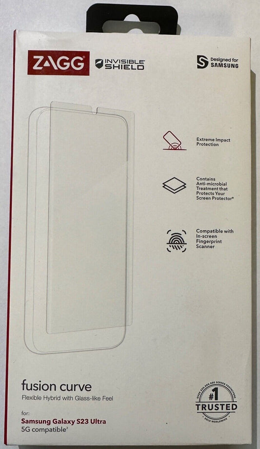 NEW ZAGG Invisibleshield Fusion Curve Screen Protector for Samsung Galaxy S23 Ultra