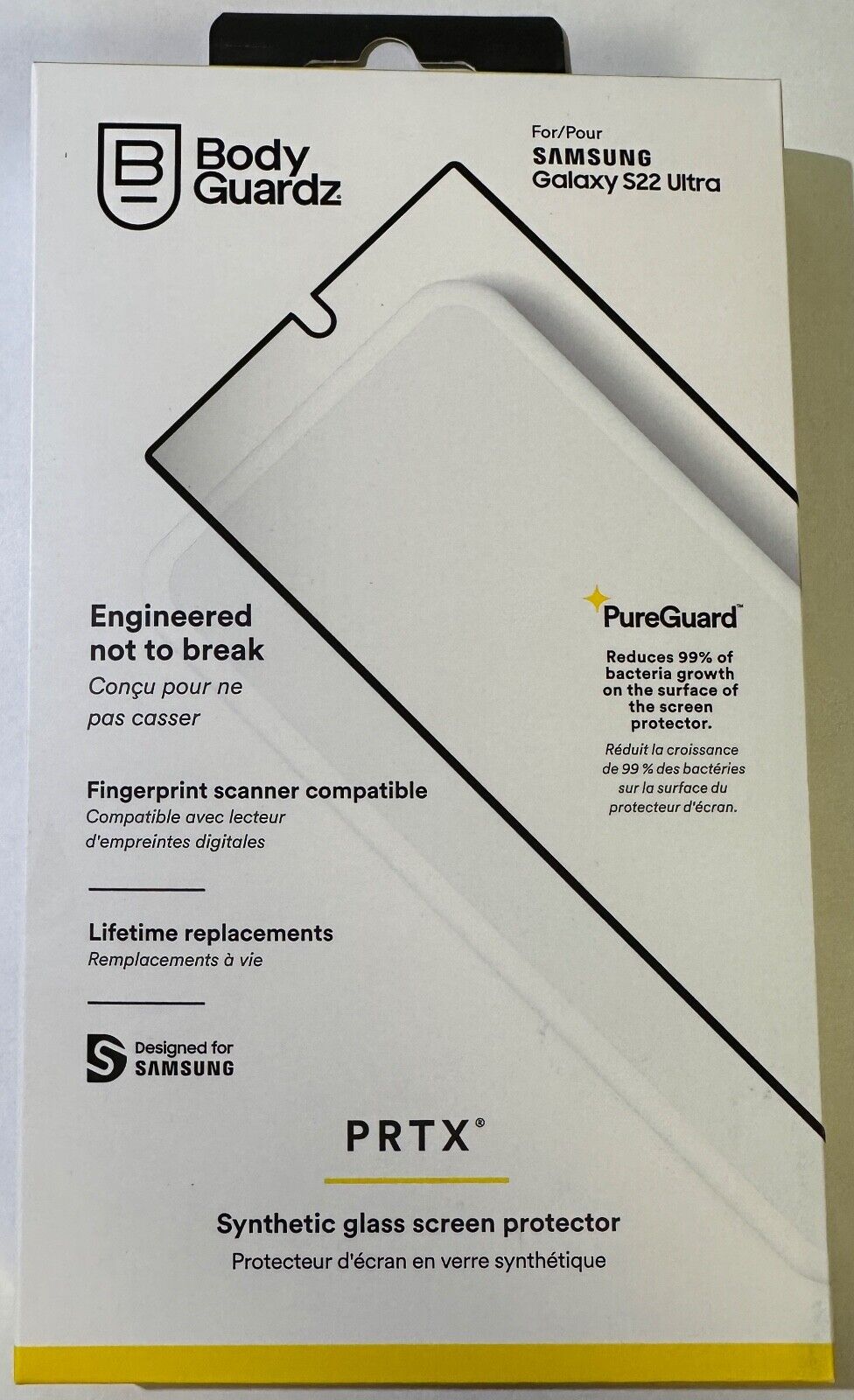 BodyGuardz PRTX Synthetic Glass Screen Protector for Samsung Galaxy S22 Ultra