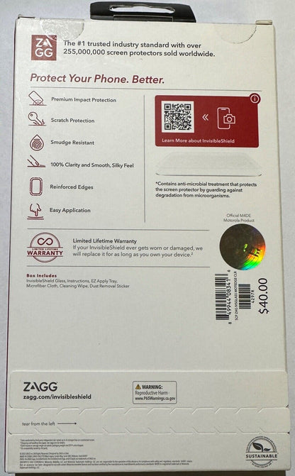 NEW ZAGG Invisibleshield Glass Screen Protector for Motorola Edge 2022 (6.6")