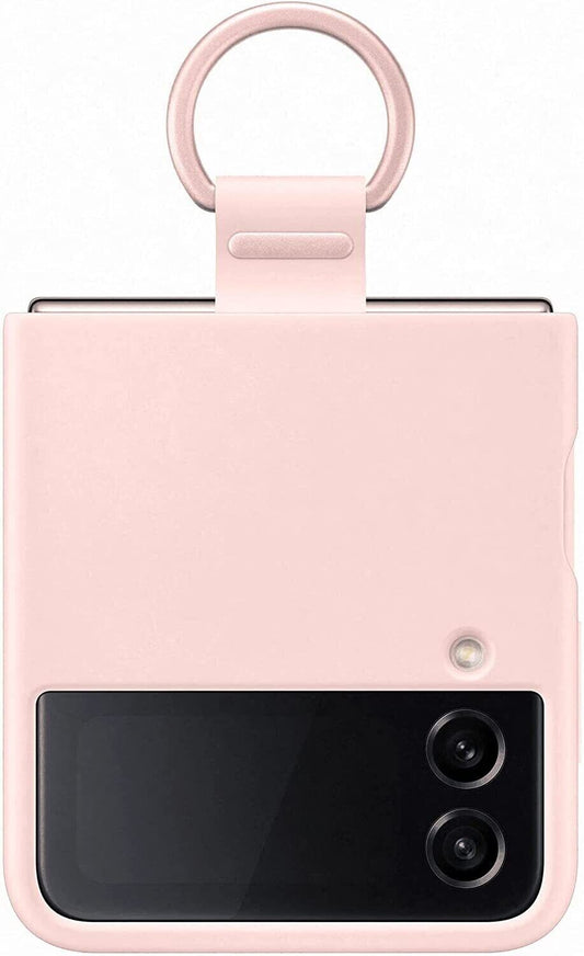 Open Box Genuine Samsung Z Flip 4 Silicone Cover with Ring EF-PF721TPEGUS Pink