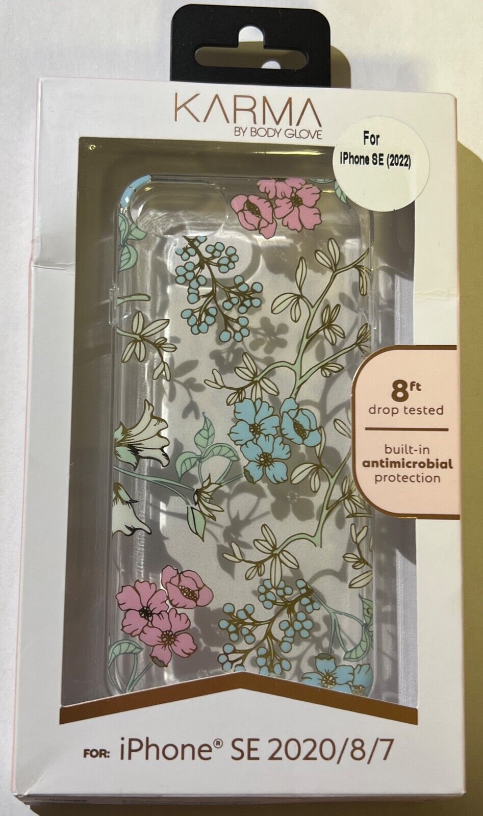 Open Box Body Glove KARMA Floral Print Clear Case for iPhone SE 2022 / 2020 / 8