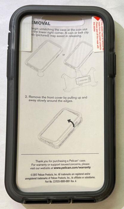 Open Box Pelican Voyager Clear Heavy Duty Case for iPhone X (5.8") Only NO CLIP