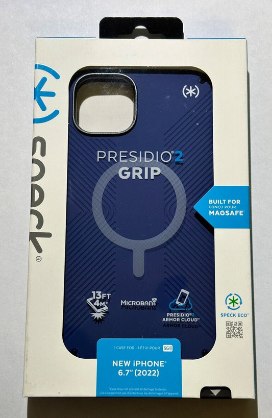 NEW Speck Presidio2 Grip MagSafe Case for iPhone 14 Plus (6.7") Small Cam - Blue