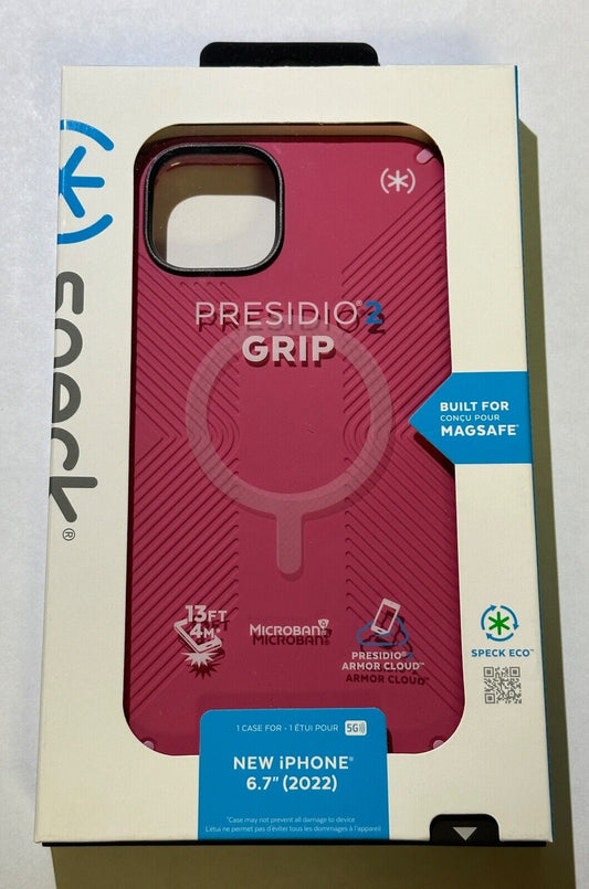 NEW Speck Presidio2 Grip MagSafe Case for iPhone 14 Plus (6.7") Small Cam - Pink