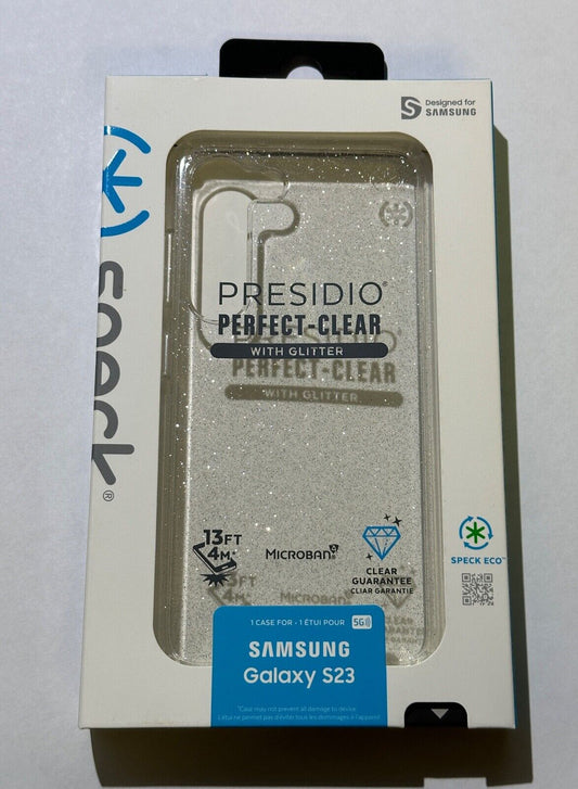 NEW Speck Presidio Perfect-Clear w/ Glitter case for Samsung Galaxy S23 (6.1")