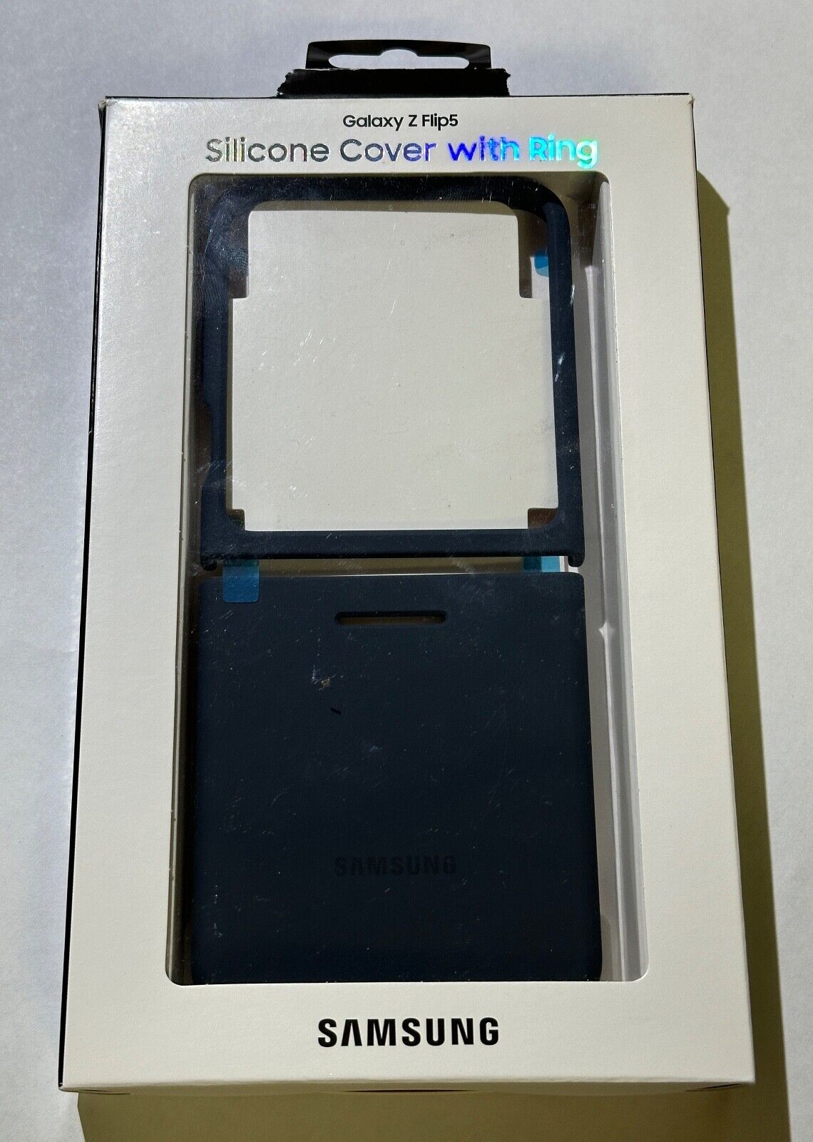 Open Box Samsung Z Flip 5 Silicone Cover with Ring EF-PF731TNEGUS Navy Blue