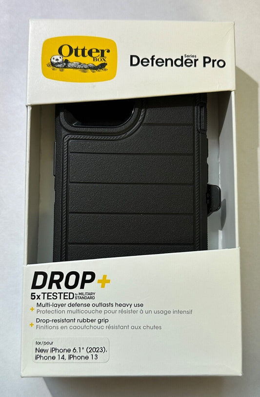 Open Box Otterbox Defender PRO Case & Clip for Apple iPhone 15 (6.1") - Black