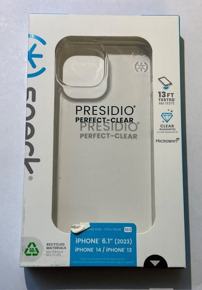 Open Box Speck Presidio Perfect-Clear Case for iPhone 15 / 14 (6.1") Small Cam