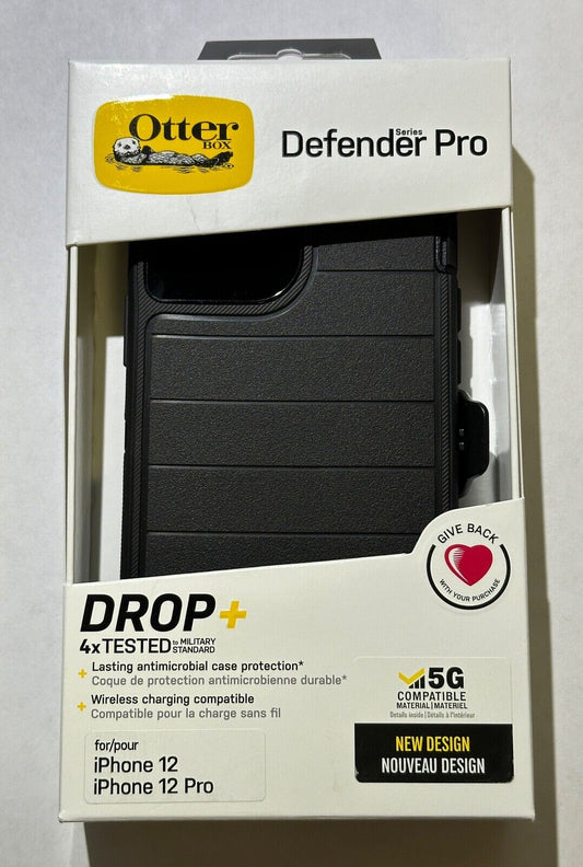 NEW Genuine Otterbox Defender PRO Case w/Clip for iPhone 12/12 Pro (6.1") Black