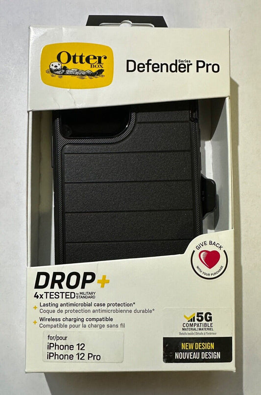 Open Box Otterbox Defender PRO Case w/Clip for iPhone 12/12 Pro (6.1") - Black