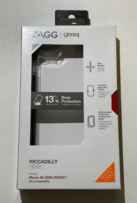 NEW ZAGG Gear4 Piccadilly D3O Case for iPhone SE (2022) / (2020) Clear/Black