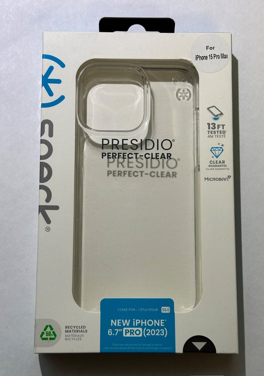 Open Box Speck Presidio Perfect-Clear Case for iPhone 15 Pro Max (6.7")