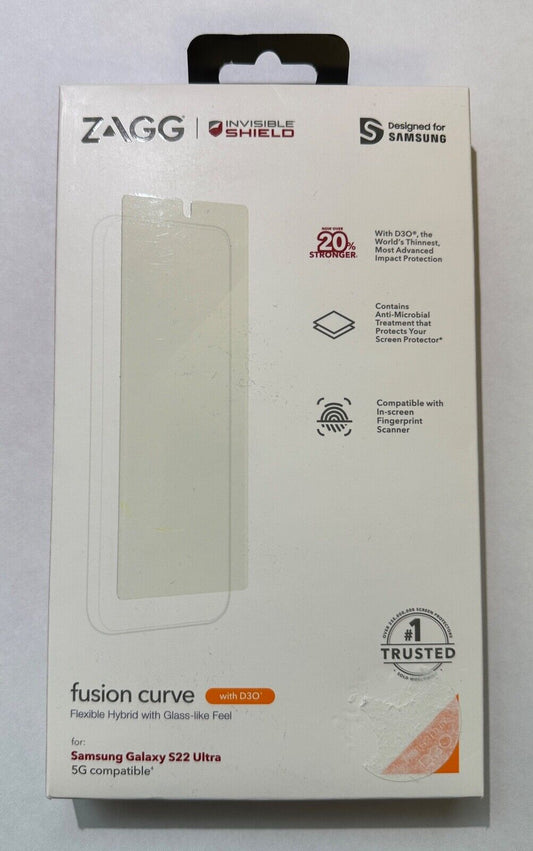 NEW ZAGG Invisibleshield Fusion Curve Screen Protector Samsung Galaxy S22 Ultra