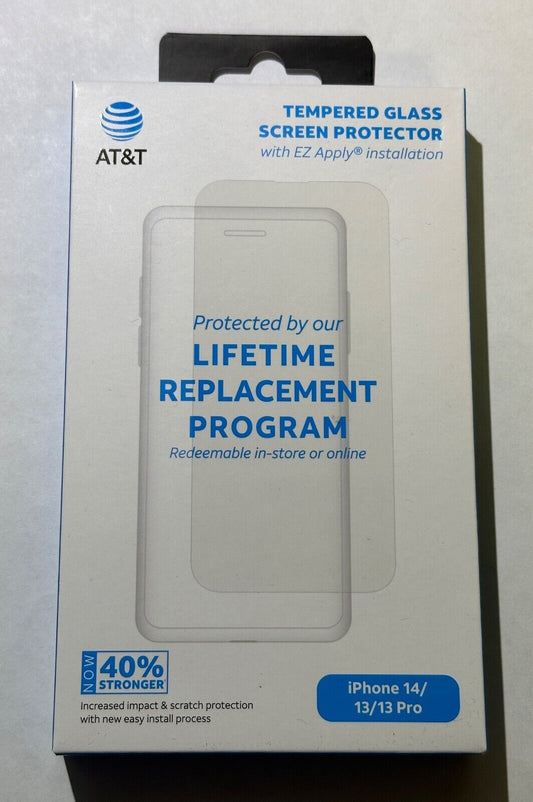 NEW AT&T Tempered Glass Screen Protector Apple iPhone 14 (6.1" Small Cam) 4682R