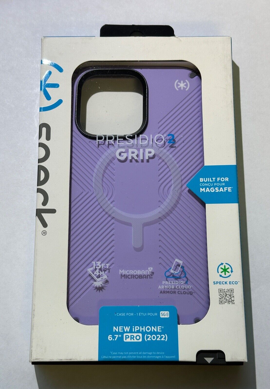 Open Box Speck Presidio2 Grip MagSafe Case for iPhone 14 Pro Max (6.7") Purple