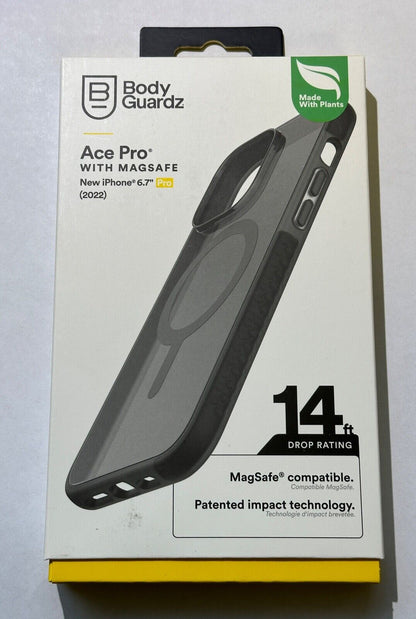 NEW BodyGuardz Ace Pro Slim Magnetic Case for iPhone 14 Pro Max (6.7") - Smoked