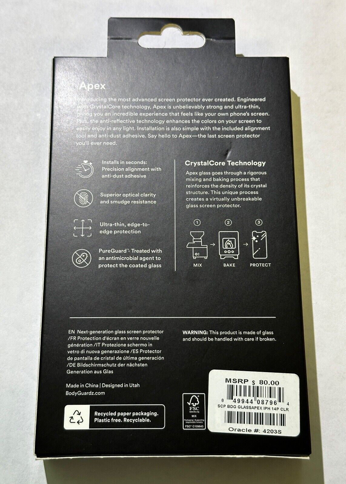 BodyGuardz APEX Tempered Glass Screen Protector Apple iPhone 14 / 14 Pro (6.1")