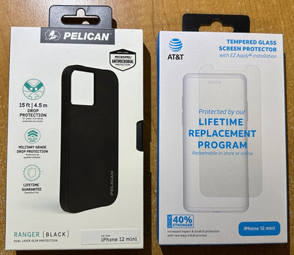 Pelican Ranger Slim Case & AT&T Glass Screen Protector for iPhone 12 Mini (5.4")