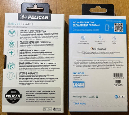 Pelican Ranger Slim Case & AT&T Glass Screen Protector for iPhone 12 Mini (5.4")