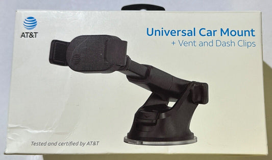 NEW AT&T Universal Car Dashboard & Air Vent Squeeze Smartphone Mount - Black