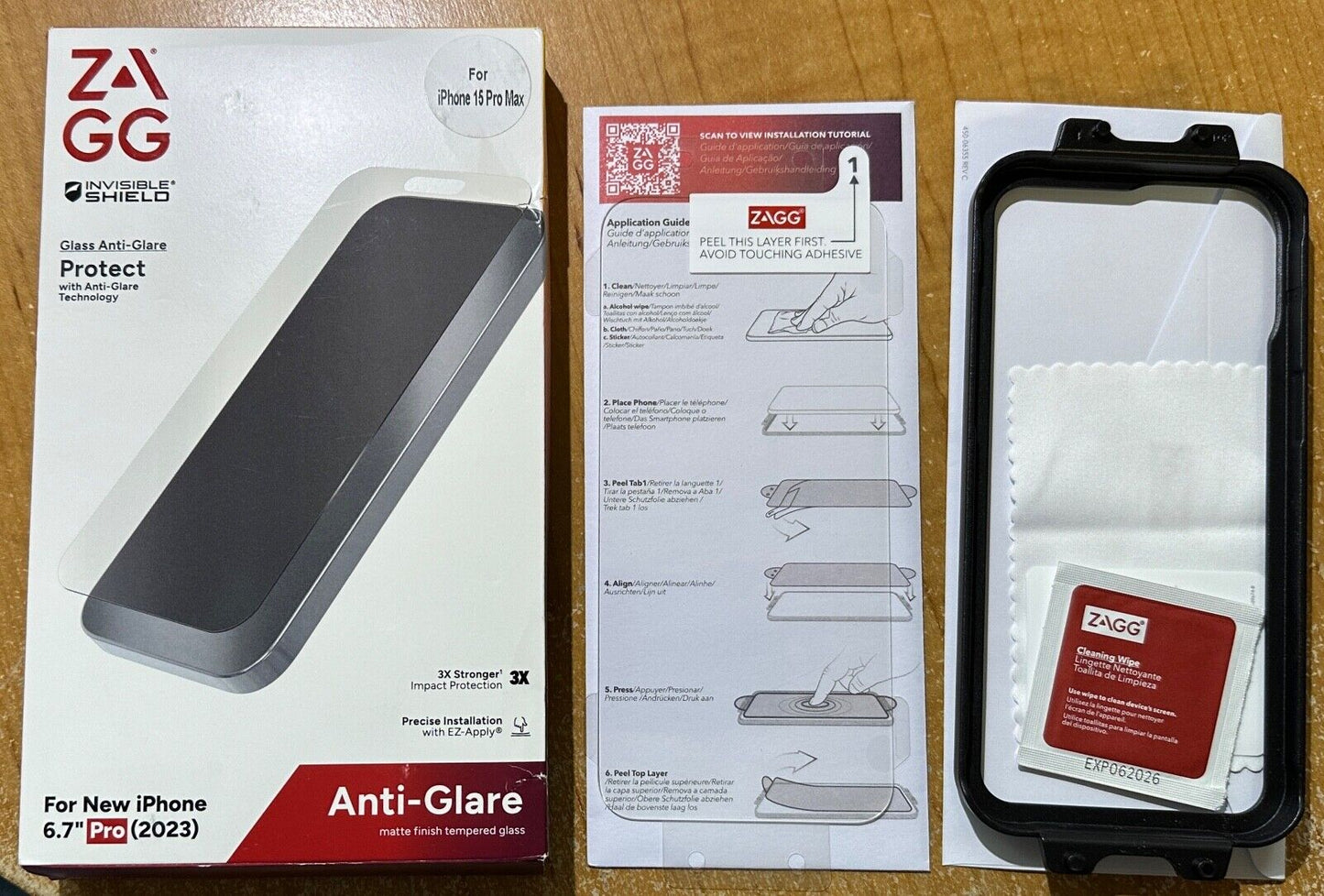 Open Box ZAGG Glass Anti-Glare Screen Protector Apple iPhone 15 Pro Max (6.7")