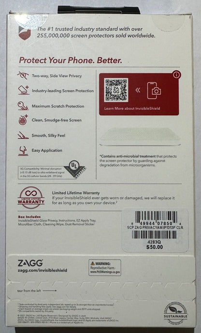ZAGG Glass Privacy Tinted Screen Protector for Apple iPhone 13 / 13 Pro (6.1")