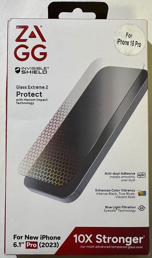 NEW ZAGG Glass Extreme 2 Screen Protector for Apple iPhone 15 Pro (6.1")