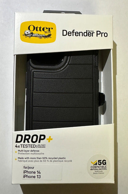 NEW Otterbox Defender PRO Case w/Clip for iPhone 14 (6.1") (Small Cam) Black