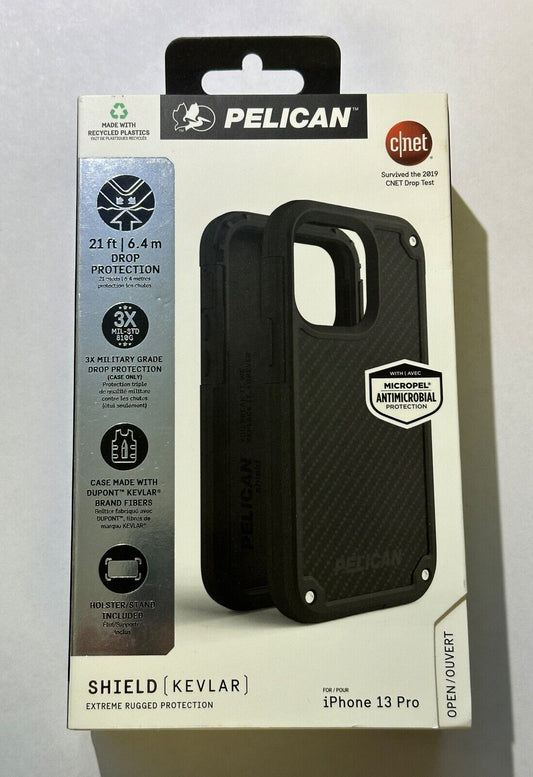 NEW Pelican Shield Case made w/Kevlar & Belt Clip for iPhone 13 Pro (6.1") Black