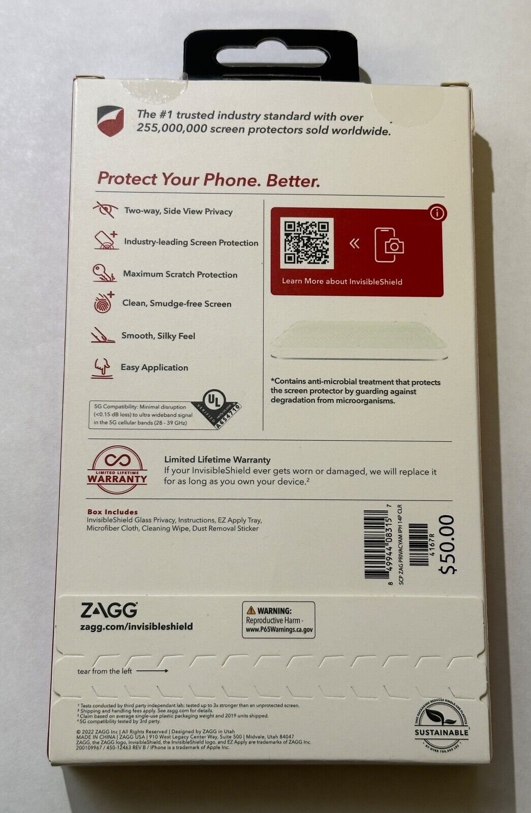ZAGG Glass Privacy Tinted Screen Protector for Apple iPhone 14 Pro (6.1")